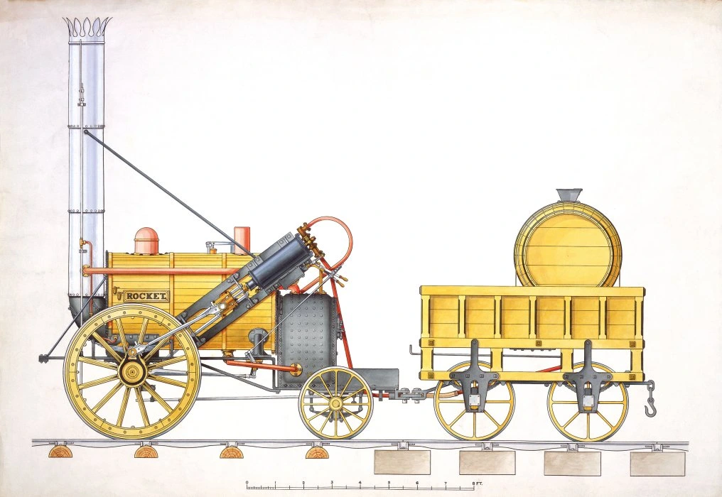 La locomotora “Rocket”, una de las insignias de dicha Revolución.