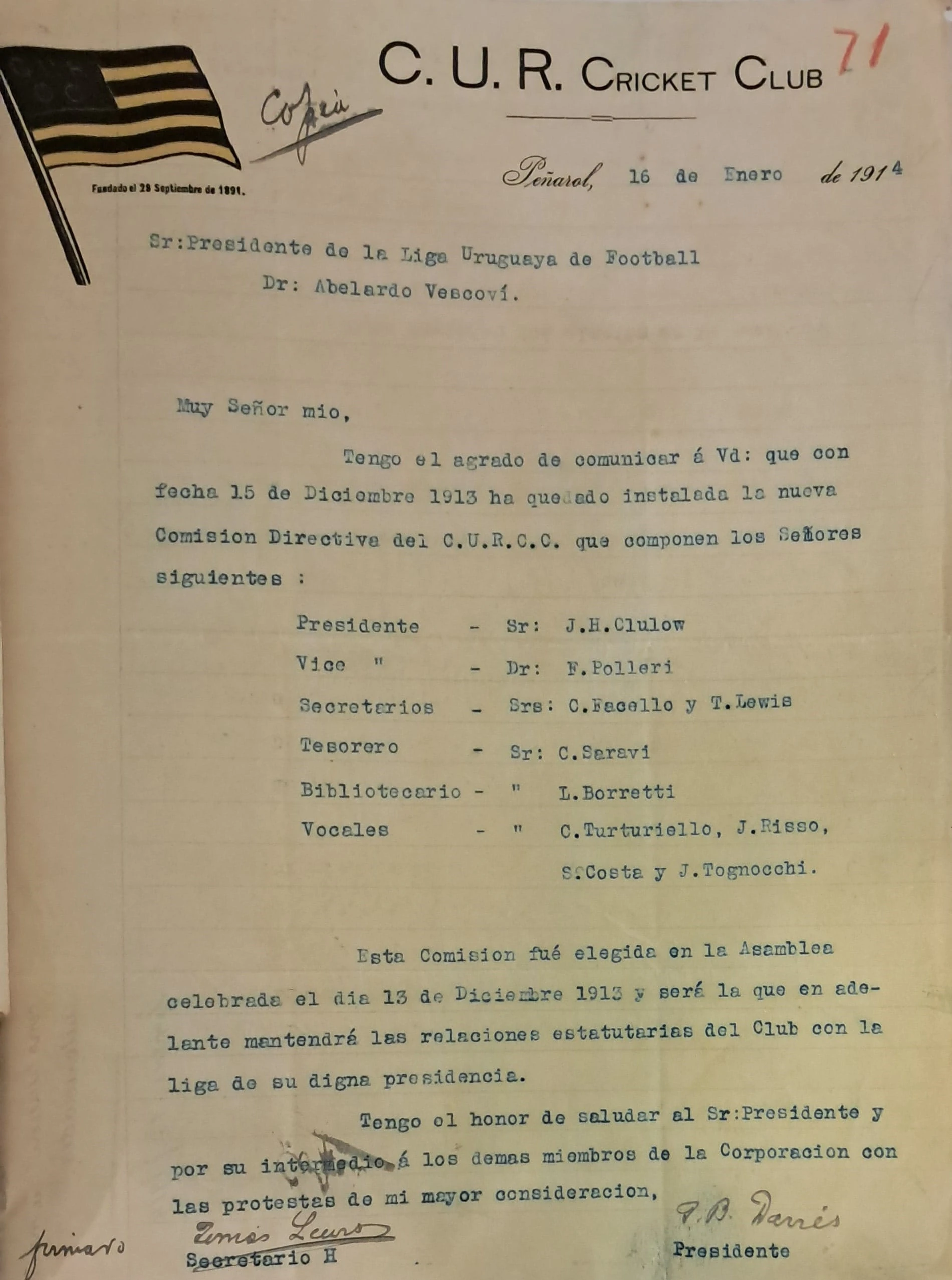 Carta a la AUF notificando la CD nueva