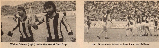 El “Indio” y Morales con la copa; Jair ejecutando su tiro libre –que le dio la ventaja al Decano–.